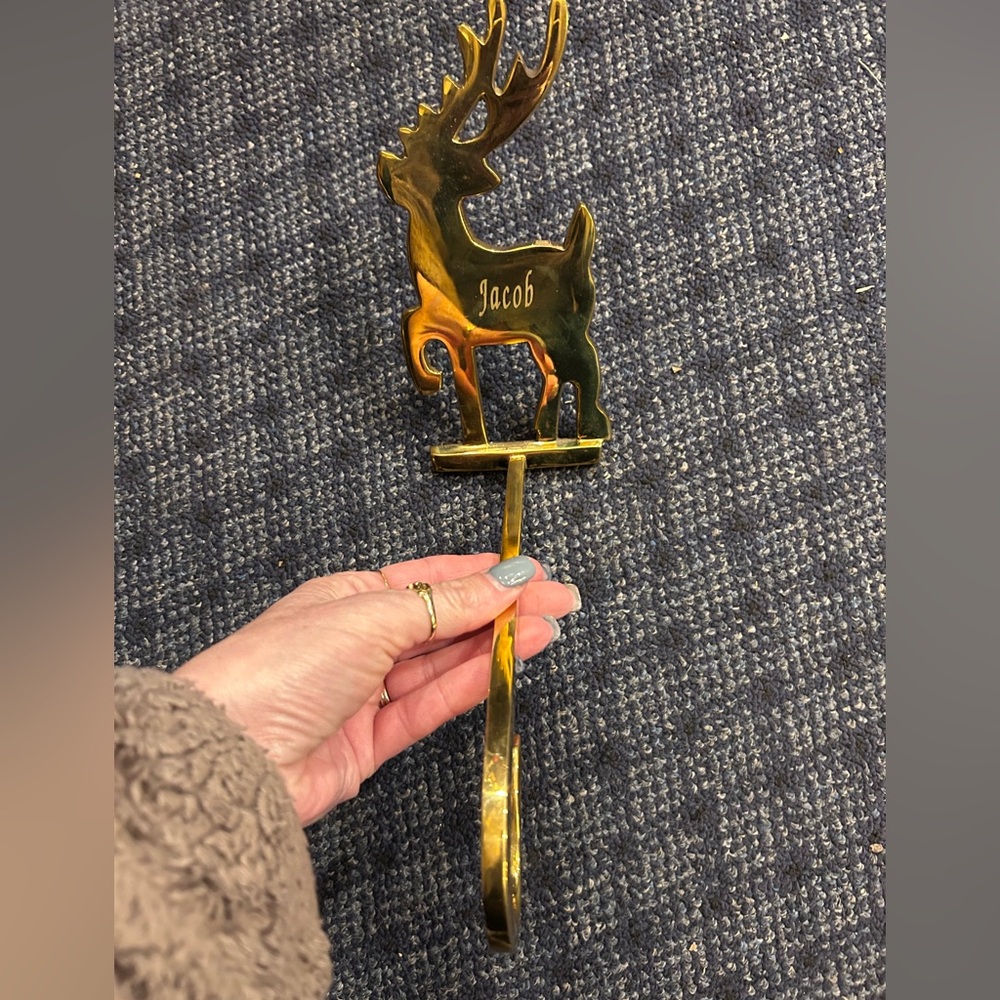 Lillian Vernon Brass Stocking Holder Reindeer “Jacob”